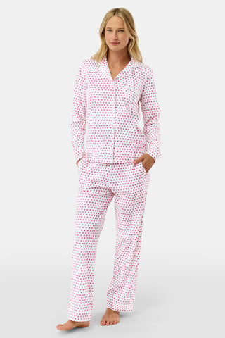 Roller Rabbit Pink Hearts Long Sleeve Polo Pajamas