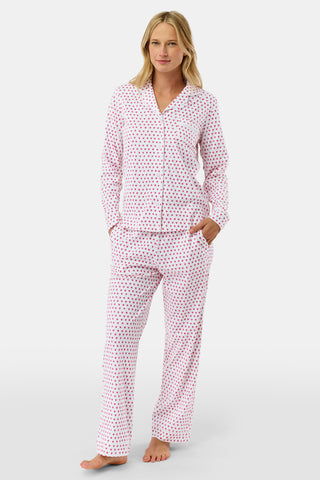 Roller Rabbit Pink Hearts Long Sleeve Polo Pajamas