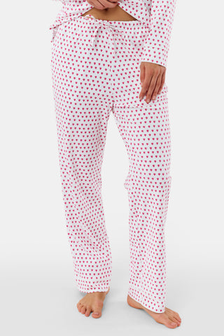 Roller Rabbit Pink Hearts Long Sleeve Polo Pajamas