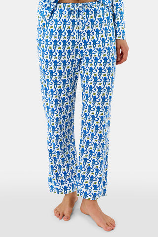 Roller Rabbit Blue Monkey Long Sleeve Polo Pajamas