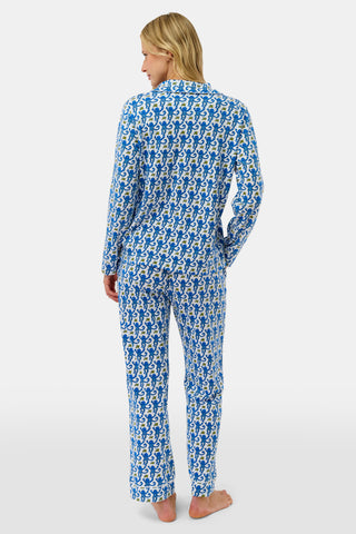 Roller Rabbit Blue Monkey Long Sleeve Polo Pajamas