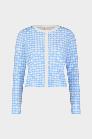 Roller Rabbit Blue Gingham Hearts Nessa Cardigan
