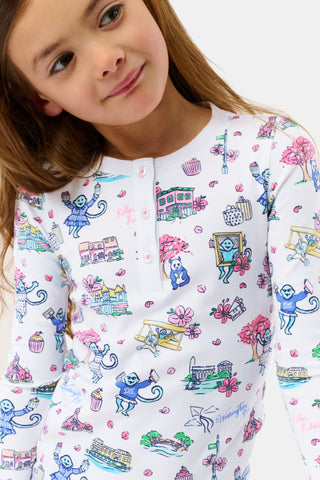 Roller Rabbit Blue Kids Georgetown Monkey Pajamas