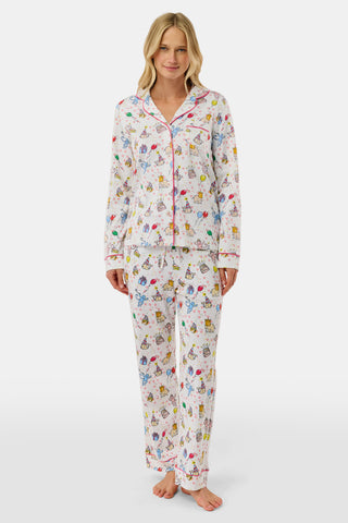 Roller Rabbit White Birthday Bonanza Long Sleeve Polo Pajamas