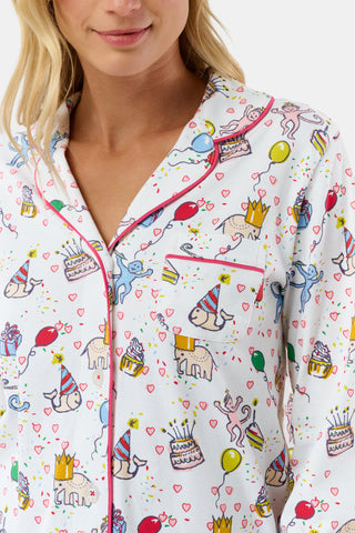 Roller Rabbit White Birthday Bonanza Long Sleeve Polo Pajamas