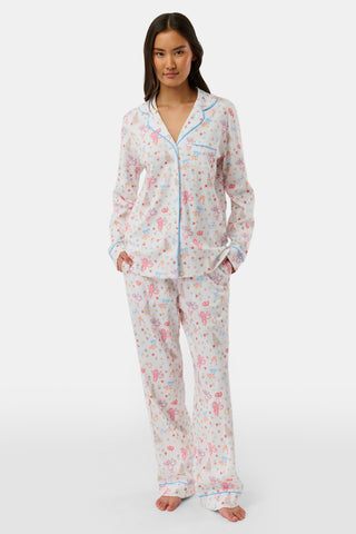 Roller Rabbit Multi Monkey Said Yes Long Sleeve Polo Pajamas