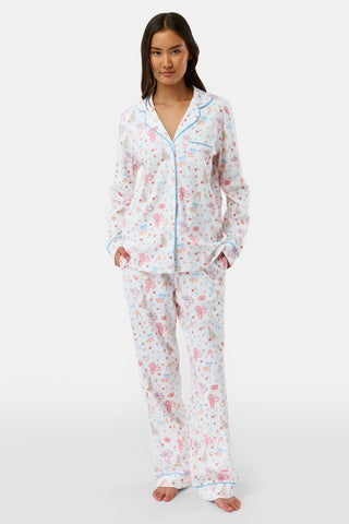 Roller Rabbit Multi Monkey Said Yes Long Sleeve Polo Pajamas