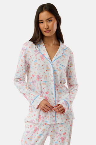 Roller Rabbit Multi Monkey Said Yes Long Sleeve Polo Pajamas