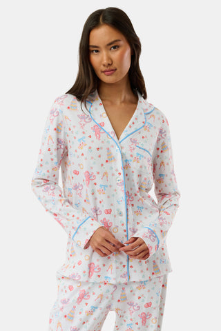 Roller Rabbit Multi Monkey Said Yes Long Sleeve Polo Pajamas