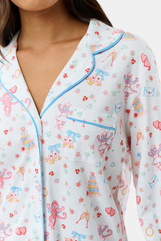 Roller Rabbit Multi Monkey Said Yes Long Sleeve Polo Pajamas