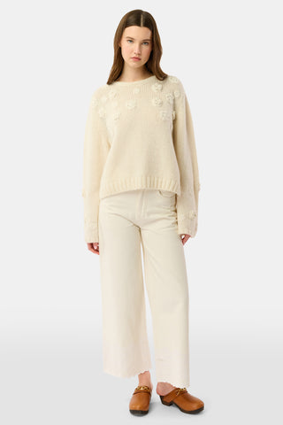 Roller Rabbit Cream Crochet Floral Quinn Sweater