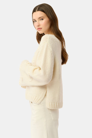 Roller Rabbit Cream Crochet Floral Quinn Sweater