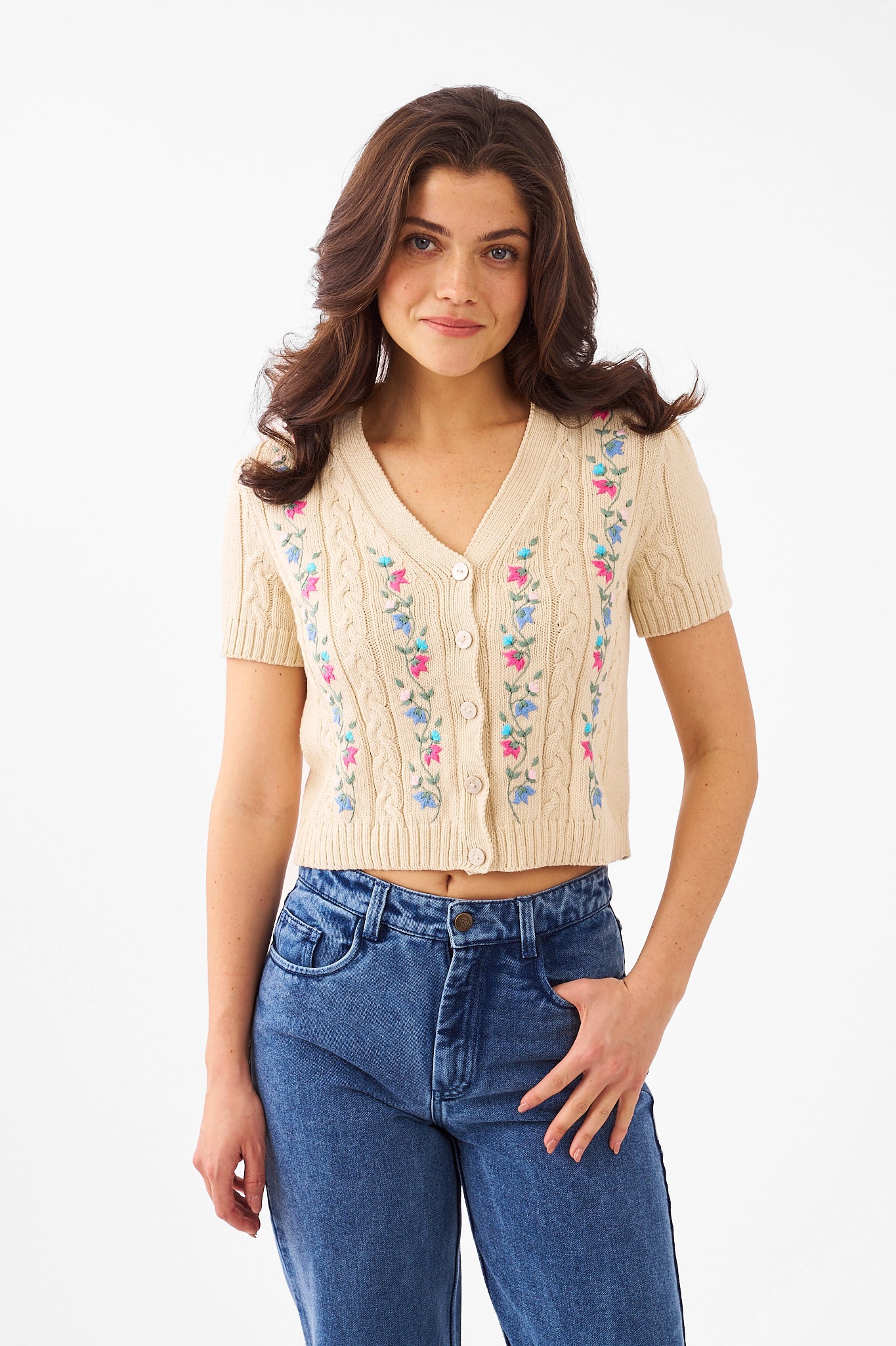 Roller Rabbit Blossom Embroidery Maureen Cardigan