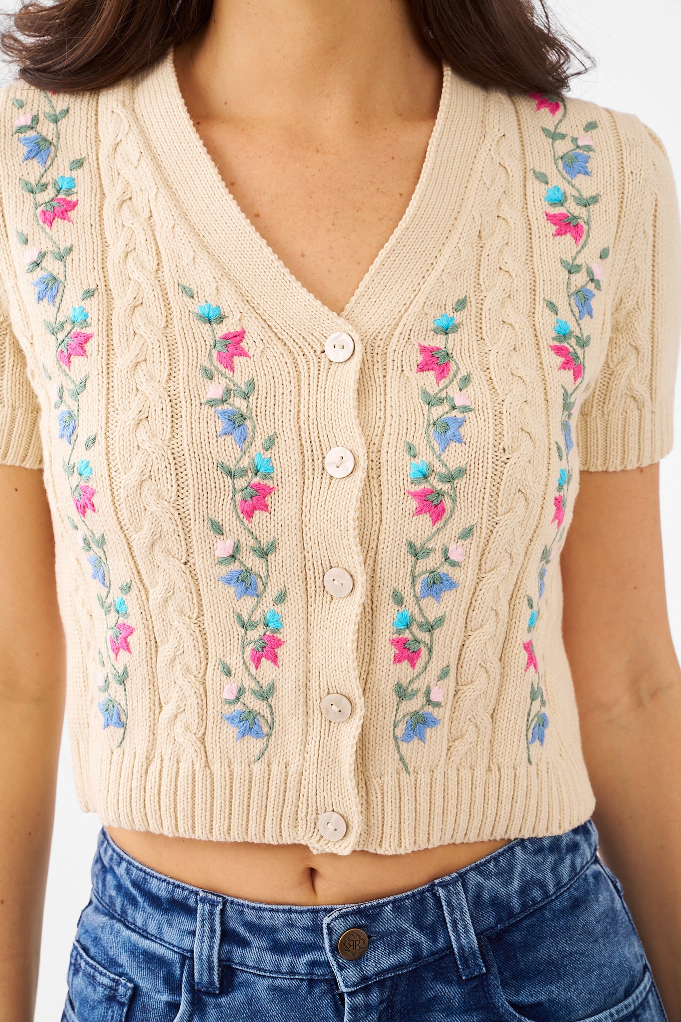 Roller Rabbit Blossom Embroidery Maureen Cardigan