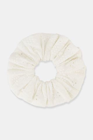 Roller Rabbit White Eyelet Lattice Oversized Scrunchie