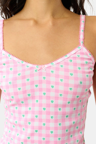 Roller Rabbit Pink Gingham Hearts Mulberry Cami