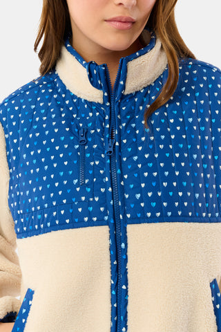 Roller Rabbit Navy Pop Hearts Marina Fleece Jacket