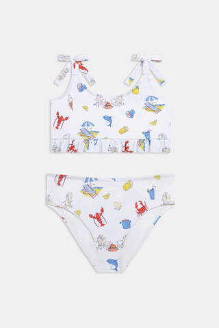 Roller Rabbit Red Kids Ruffle Catch Of The Day Cora Bikini