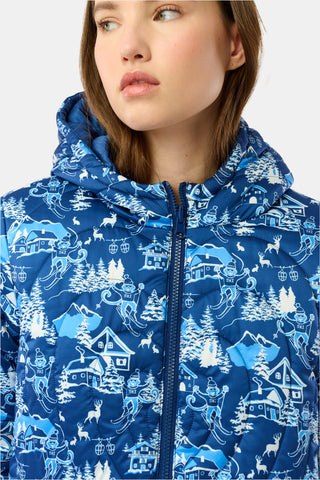 Roller Rabbit Navy Ski Toile Reversible Puffer Jacket