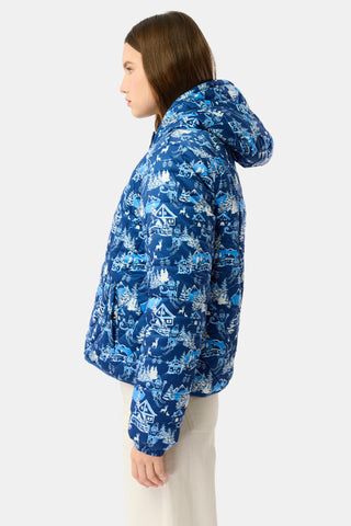 Roller Rabbit Navy Ski Toile Reversible Puffer Jacket