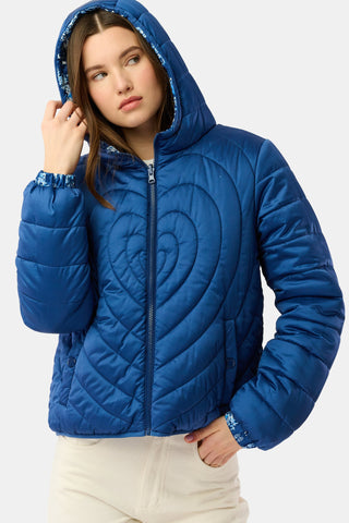Roller Rabbit Navy Ski Toile Reversible Puffer Jacket