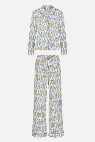 Roller Rabbit Orange Clementine Trellis Long Sleeve Polo Pajamas