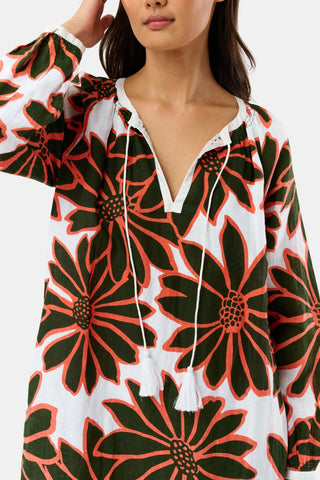 Roller Rabbit Olive Blooming Daisies Shiv Caftan