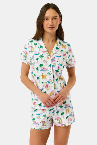 Roller Rabbit Pink Poolside Pups Polo Pajamas