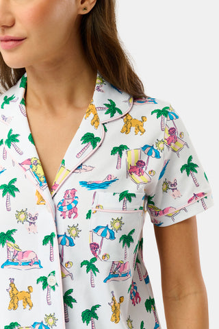 Roller Rabbit Pink Poolside Pups Polo Pajamas