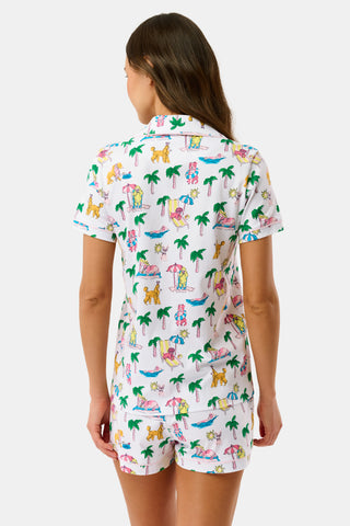 Roller Rabbit Pink Poolside Pups Polo Pajamas