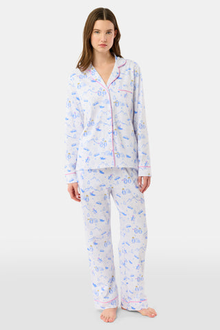 Roller Rabbit Blue Penguin Party Long Sleeve Polo Pajamas