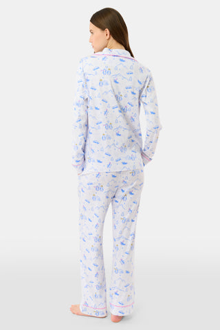 Roller Rabbit Blue Penguin Party Long Sleeve Polo Pajamas