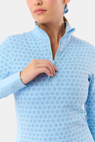Roller Rabbit Ice Blue Stars Celia Quarter Zip