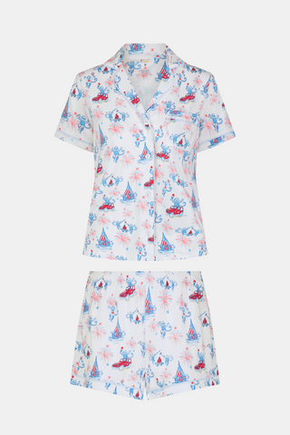 Roller Rabbit Blue Star Spangled Monkey Polo Pajamas