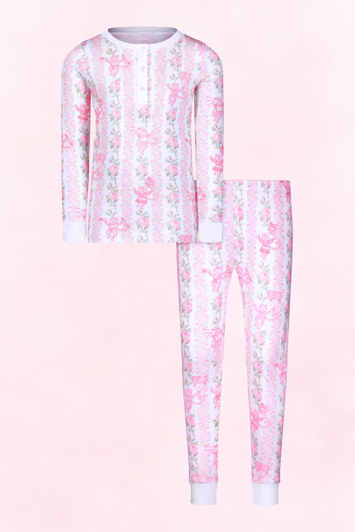 LoveShackFancy x Roller Rabbit Kids Pink Heirloom Monkey Pajamas view 6