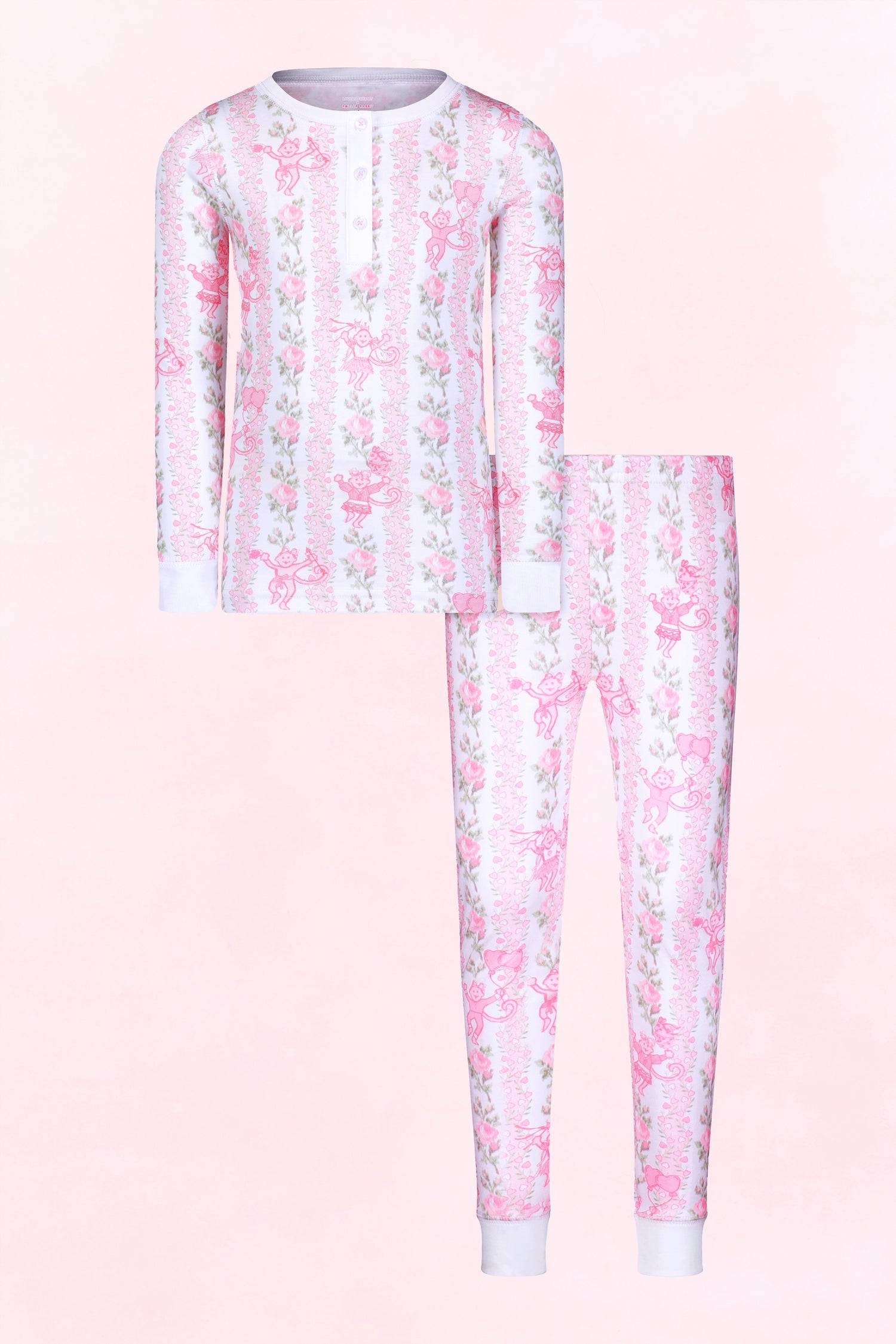 LoveShackFancy x Roller Rabbit Kids Pink Heirloom Monkey Pajamas