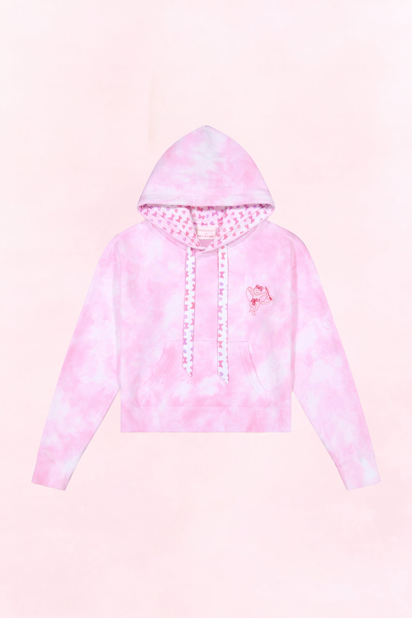 LoveShackFancy x Roller Rabbit Disco Bow Pink Cropped Hoodie view 8