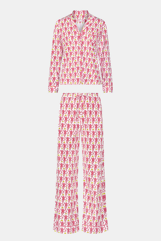Roller Rabbit Pink Monkey Long Sleeve Polo Pajamas