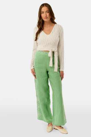 Roller Rabbit Green Corded Medallion Sorella Pants