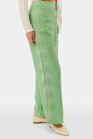 Roller Rabbit Green Corded Medallion Sorella Pants