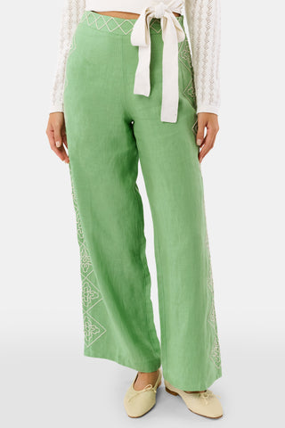 Roller Rabbit Green Corded Medallion Sorella Pants