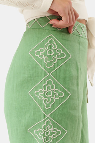 Roller Rabbit Green Corded Medallion Sorella Pants