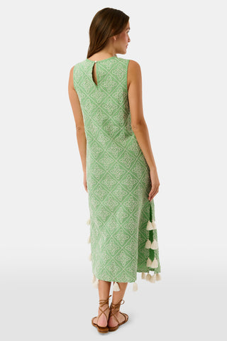 Roller Rabbit Green Corded Medallion Mira Dress