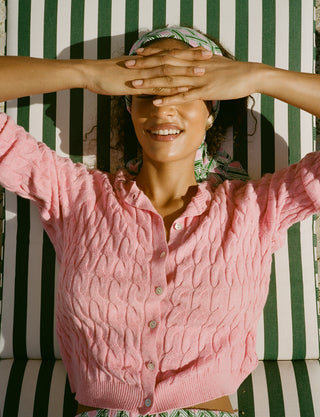 Roller Rabbit Pink Mini Cables Moxie Cardigan