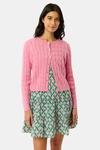 Roller Rabbit Pink Mini Cables Moxie Cardigan