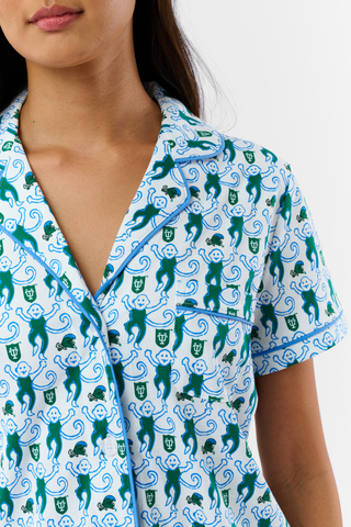 Roller Rabbit Green Green Wave Lovely Monkey Polo Pajamas