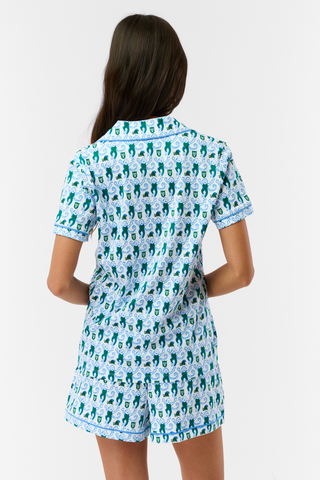 Roller Rabbit Green Green Wave Lovely Monkey Polo Pajamas