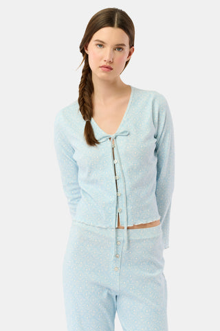 Roller Rabbit Light Blue Jemina Hearts Pointelle Claire Cardigan