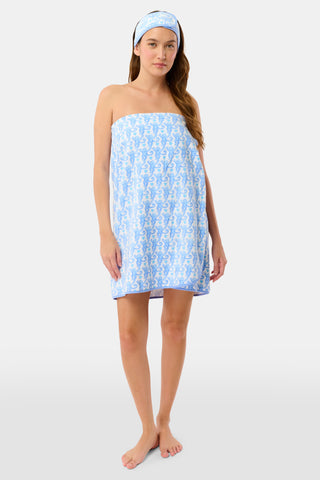 Roller Rabbit Blue Lovely Monkey Towel Wrap