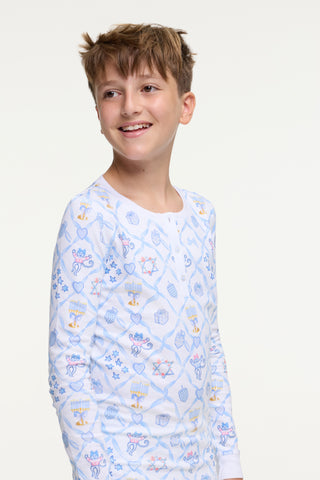 Roller Rabbit Blue Kids Starry Nights Lattice Pajamas
